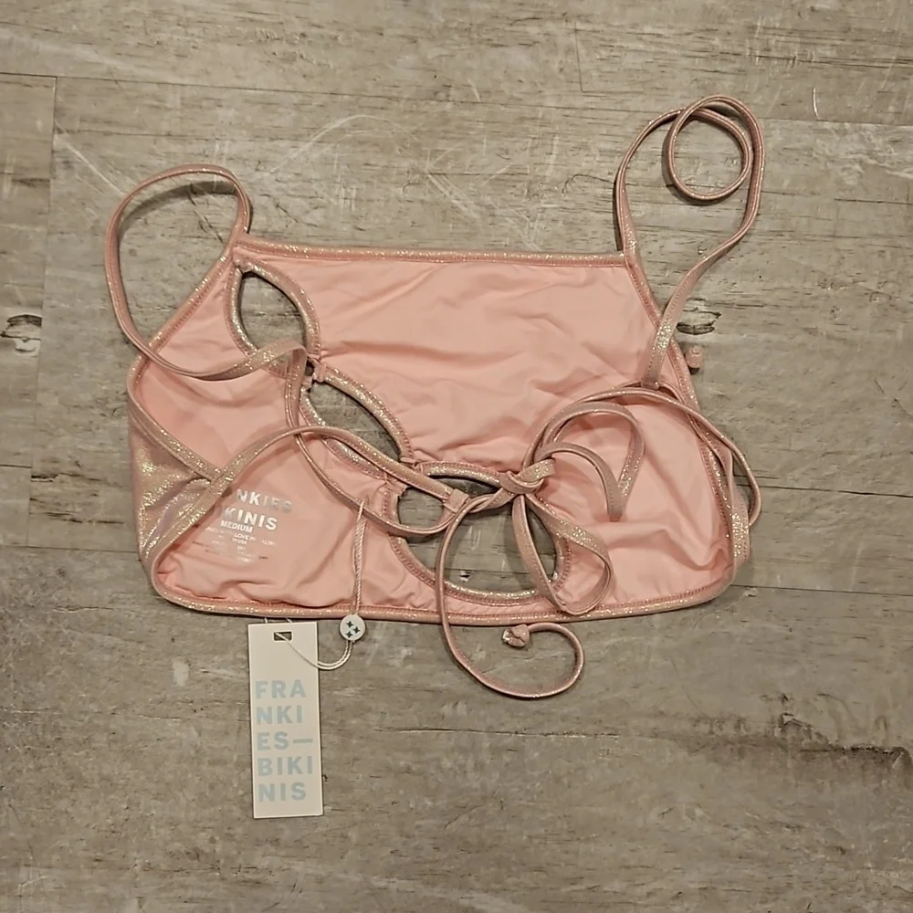 💕FRANKIES BIKINIS💕 Jamilla Iridescent String Top ~ Gilded Angel Medium M NWT